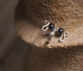Hematite Gemstone Ear Cuff in Silver